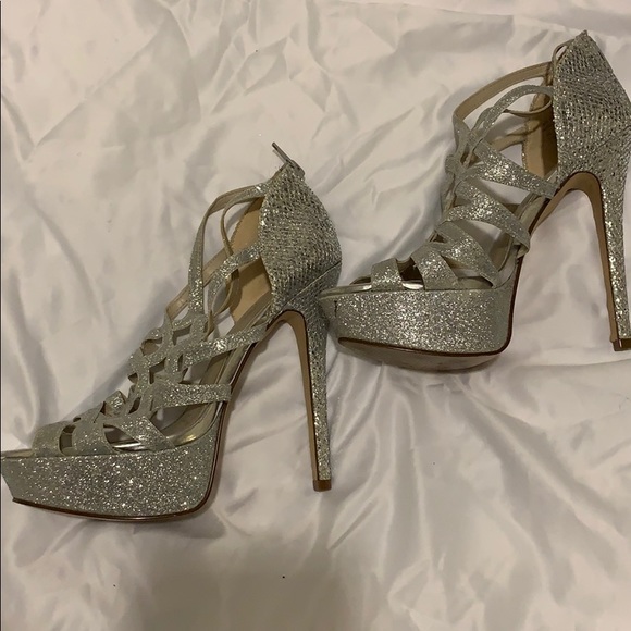 Aldo Shoes Silver Glitter Aldo Heels Poshmark